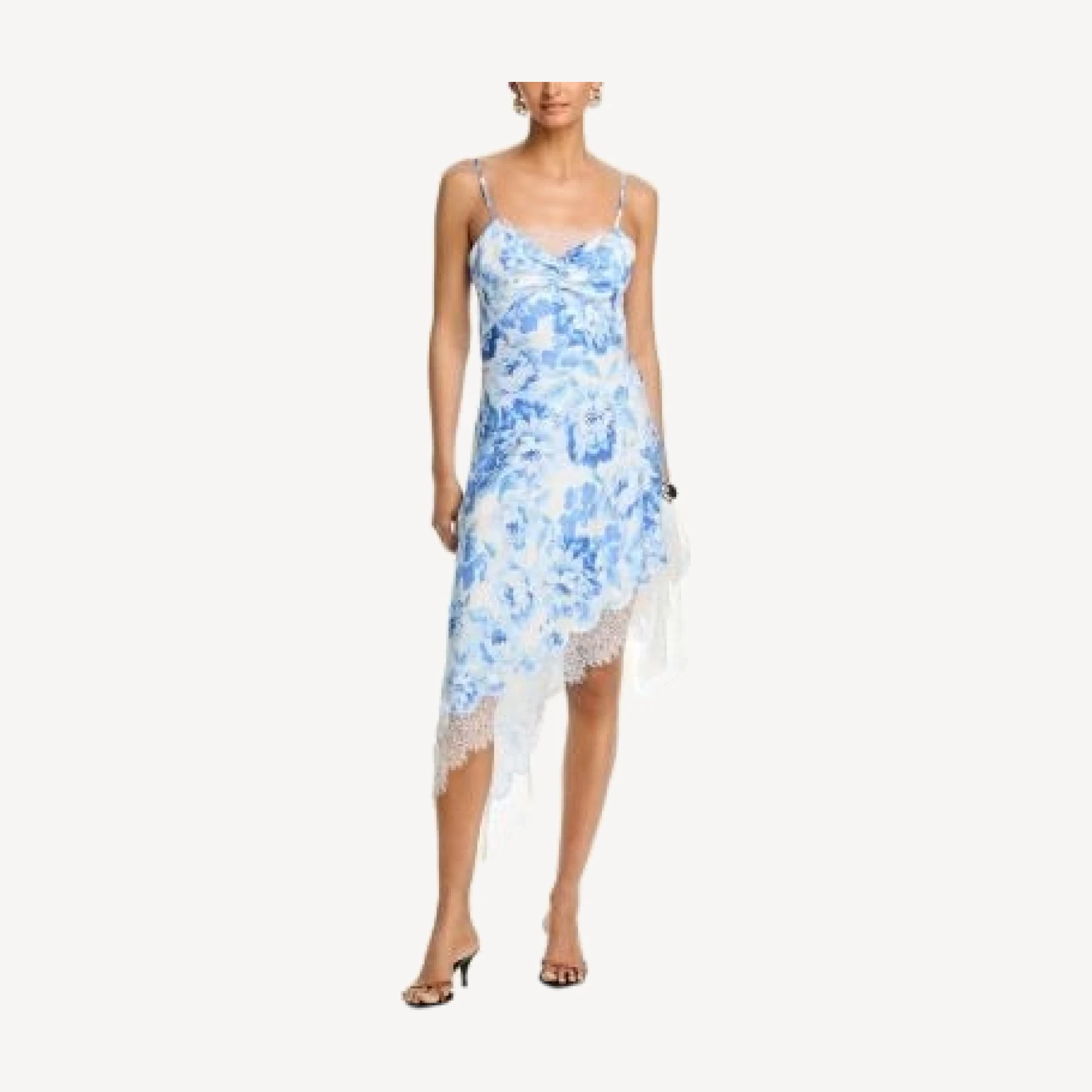 Aqua Bloom Lace Asymmetric Midi Dress - Exclusive