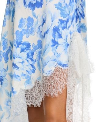 Aqua Bloom Lace Asymmetric Midi Dress - Exclusive