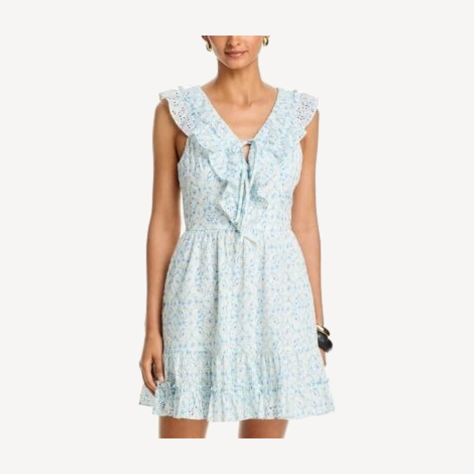 Aqua Ditsy Floral Ruffle Tie Mini Dress - Exclusive