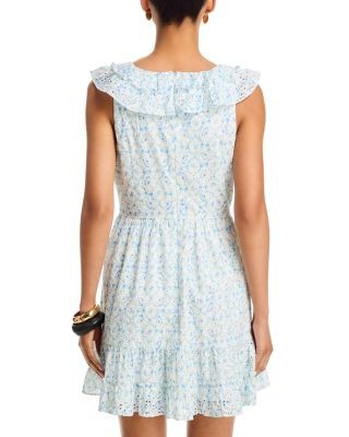 Aqua Ditsy Floral Ruffle Tie Mini Dress - Exclusive