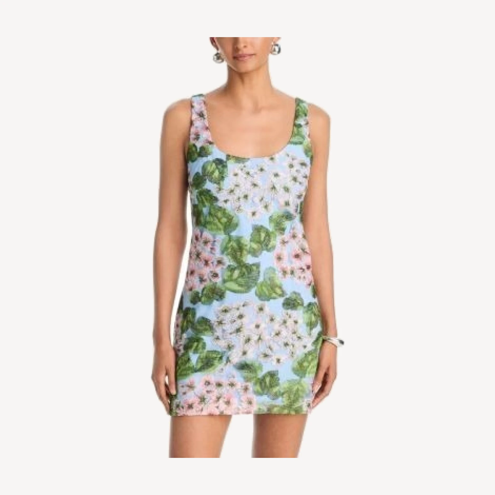 Aqua Hydrangea Embroidered Mini Dress - Exclusive