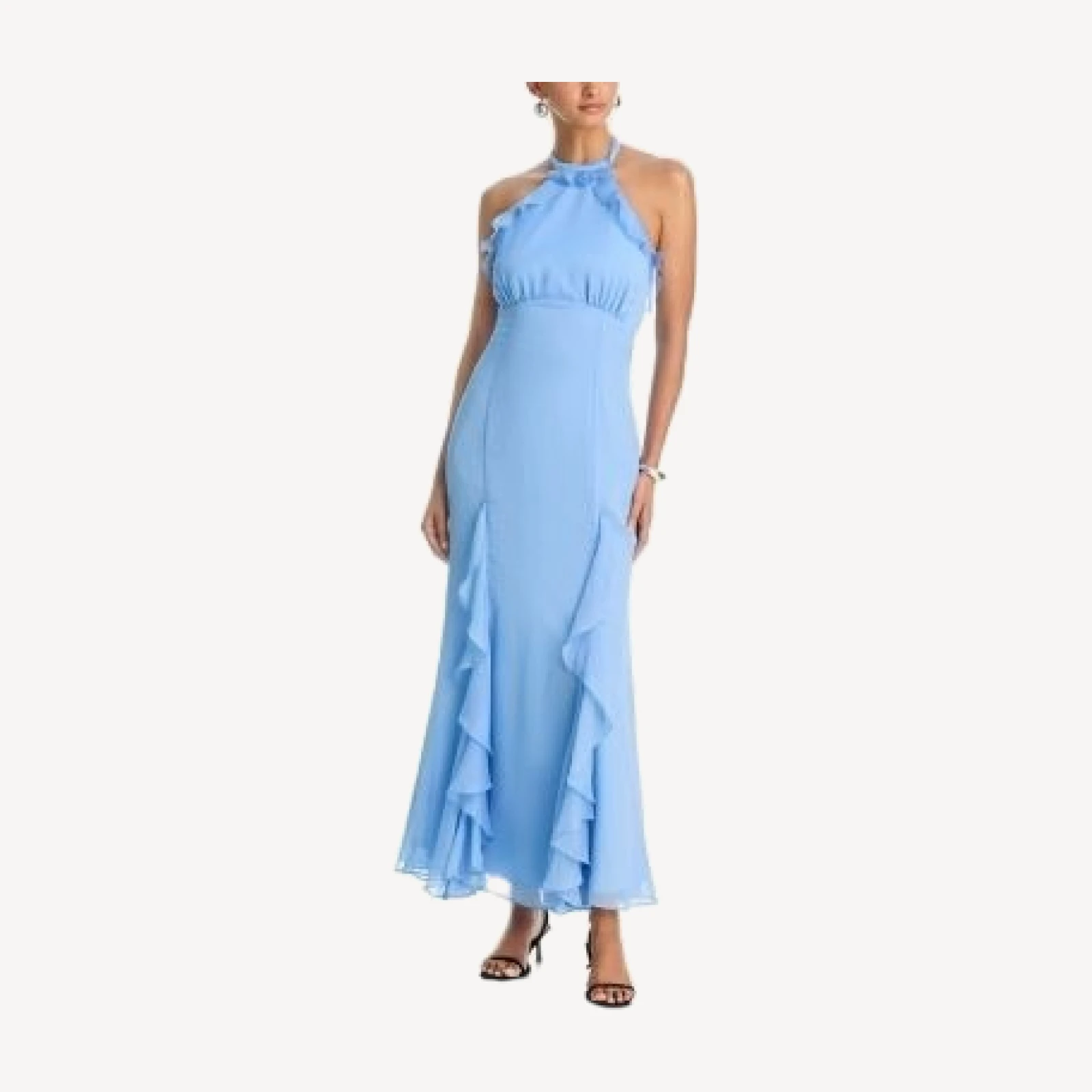 Aqua Ruffle Neck Maxi Dress - Exclusive