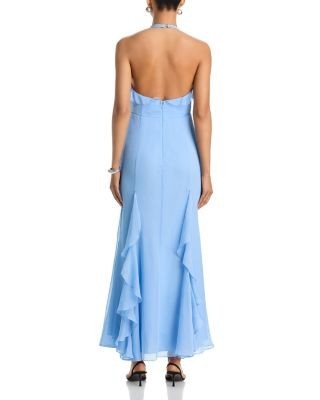 Aqua Ruffle Neck Maxi Dress - Exclusive