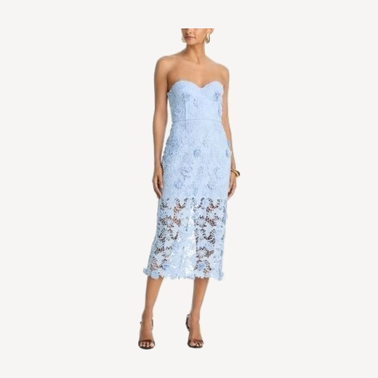 Aqua Strapless 3D Lace Midi Dress - Exclusive