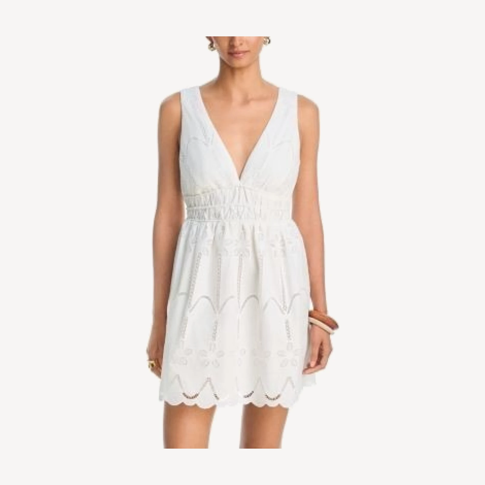 Aqua Eyelet V Neck Mini Dress - Exclusive