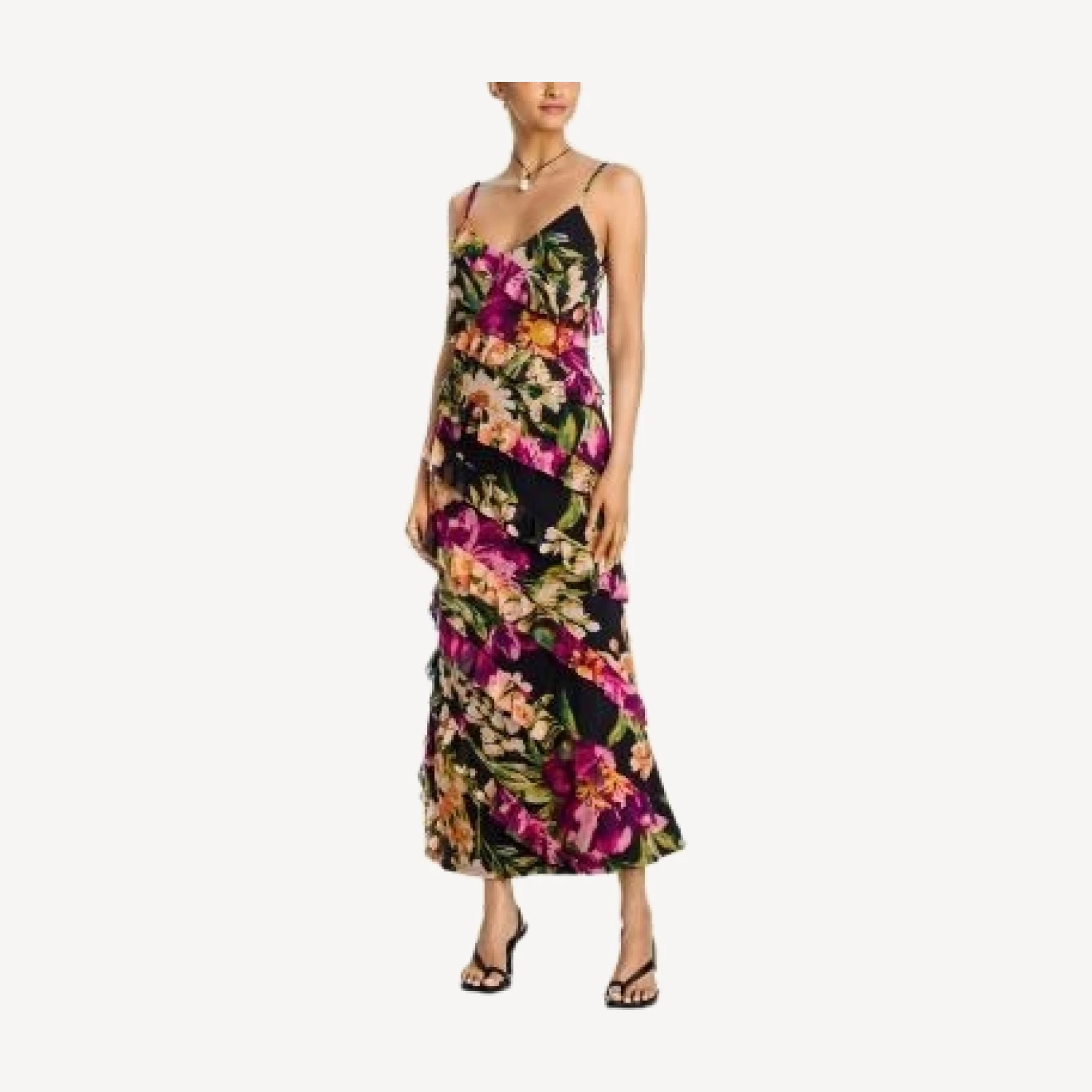Aqua Floral Mesh Ruffle Maxi Dress - Exclusive