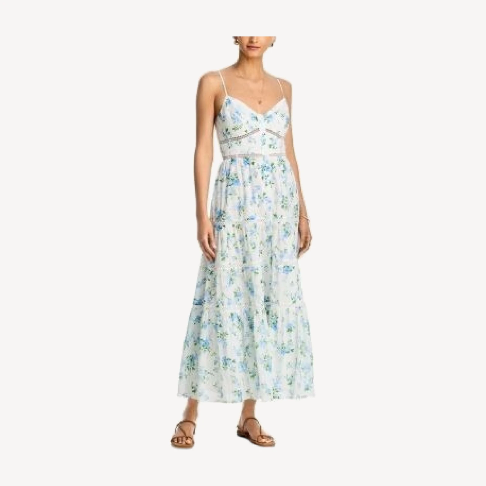 Aqua Floral Cutwork Midi Dress - Exclusive