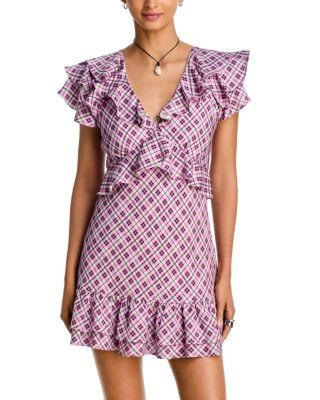 Aqua Plaid Ruffle Mini Dress - Exclusive