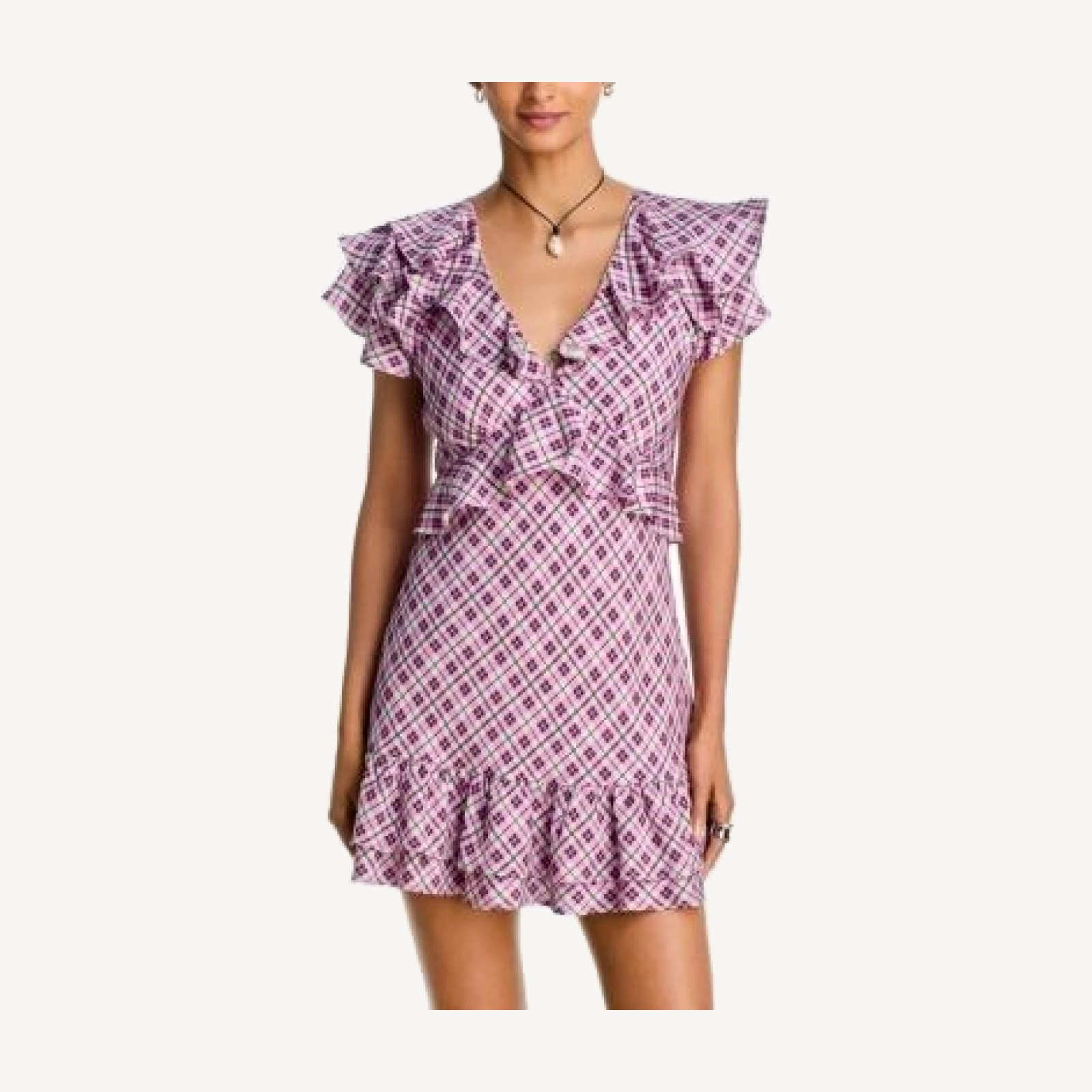 Aqua Plaid Ruffle Mini Dress - Exclusive