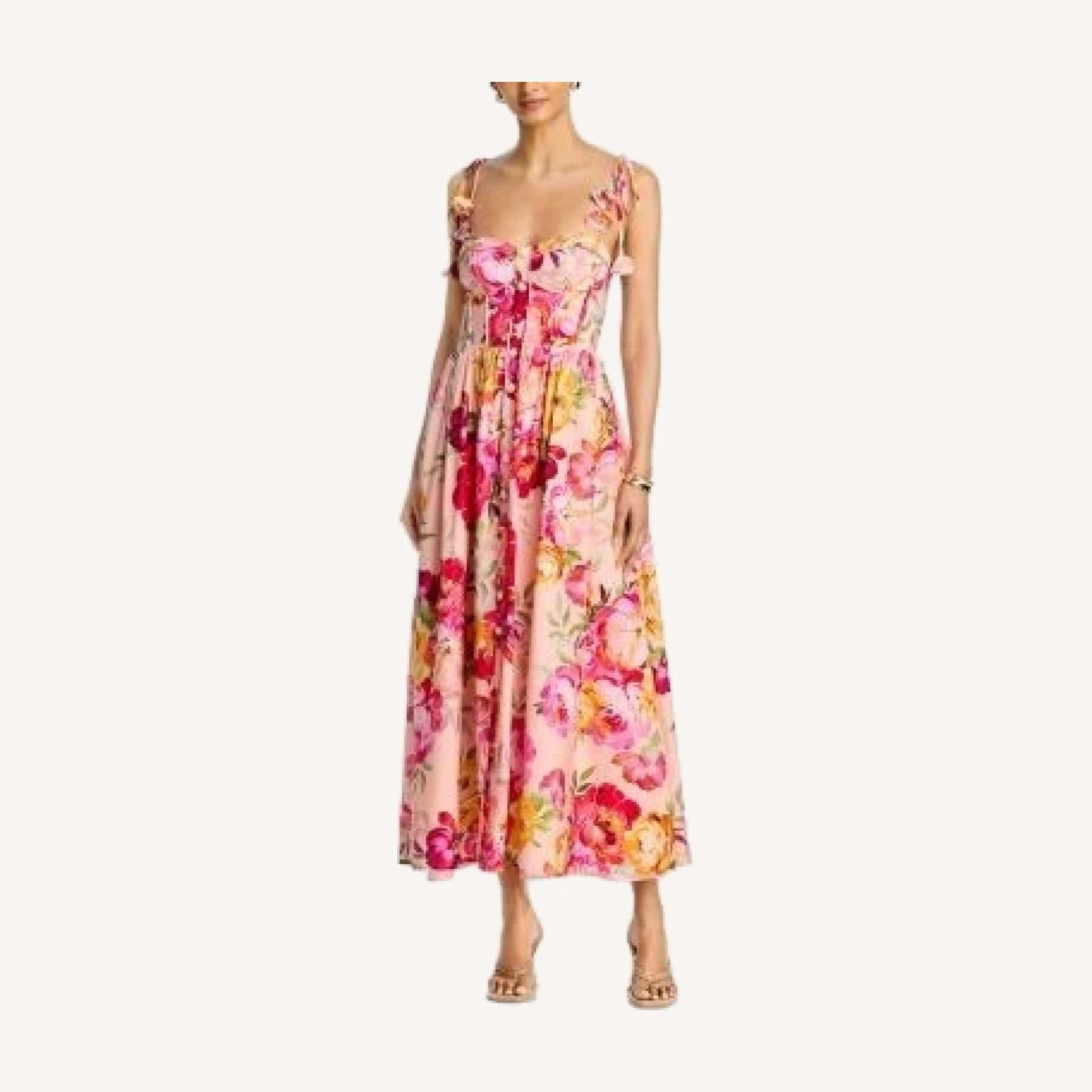 Aqua Floral Corset Midi Dress - Exclusive