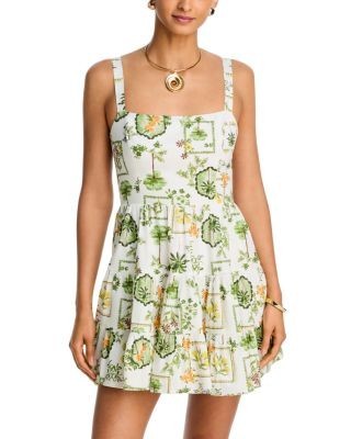 Aqua Garden Print Mini Dress - Exclusive