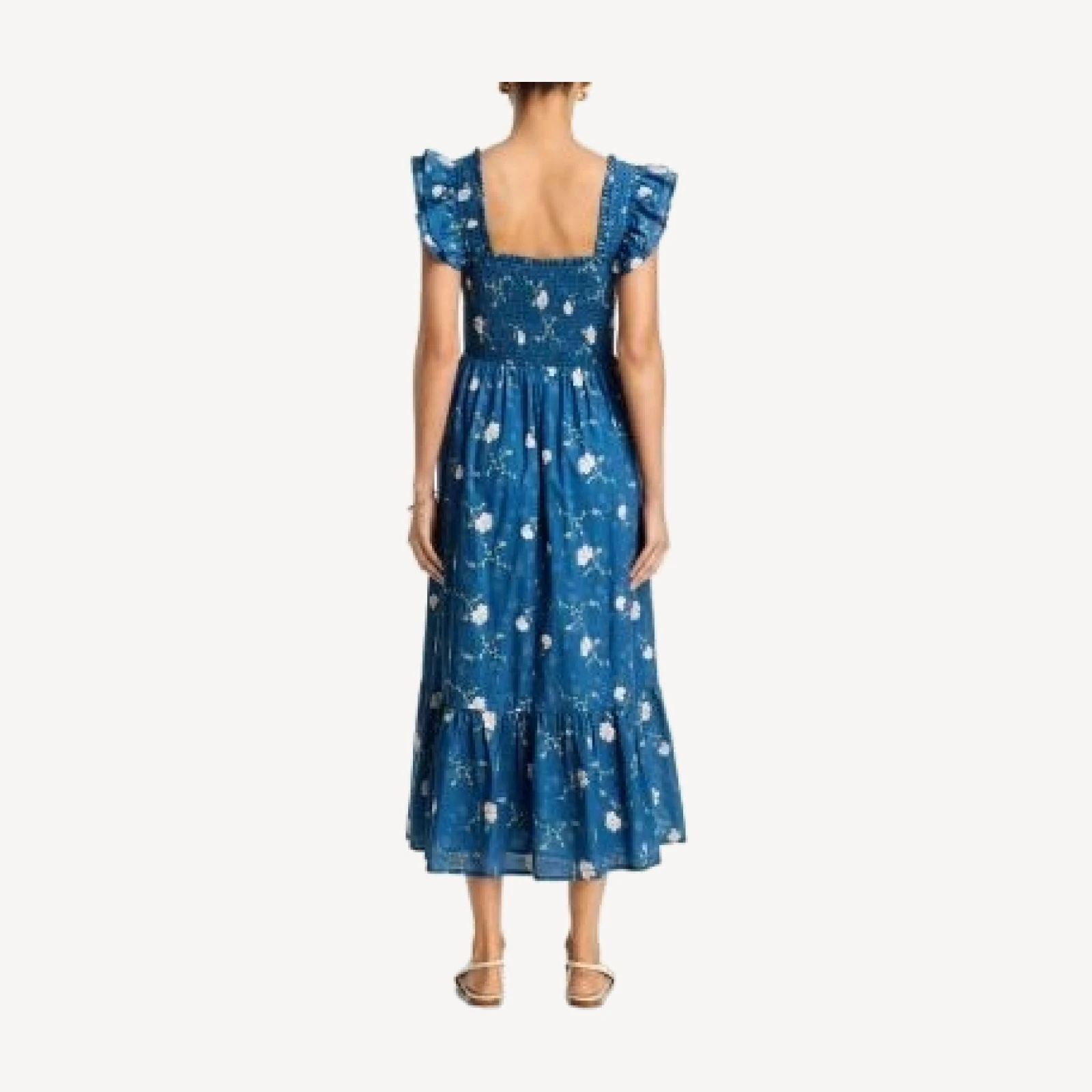 Aqua Floral Smocked Midi Dress - Exclusive