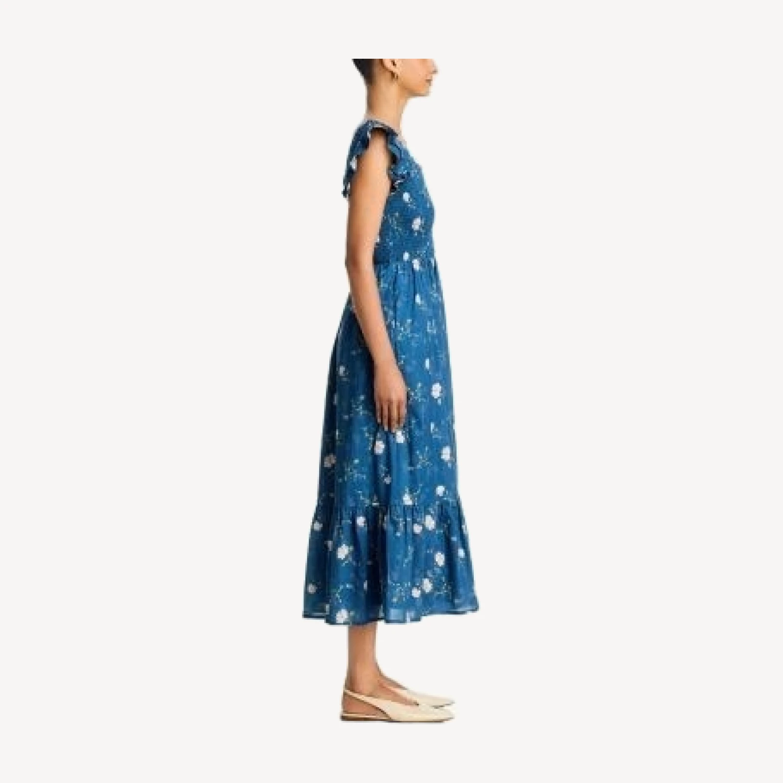 Aqua Floral Smocked Midi Dress - Exclusive