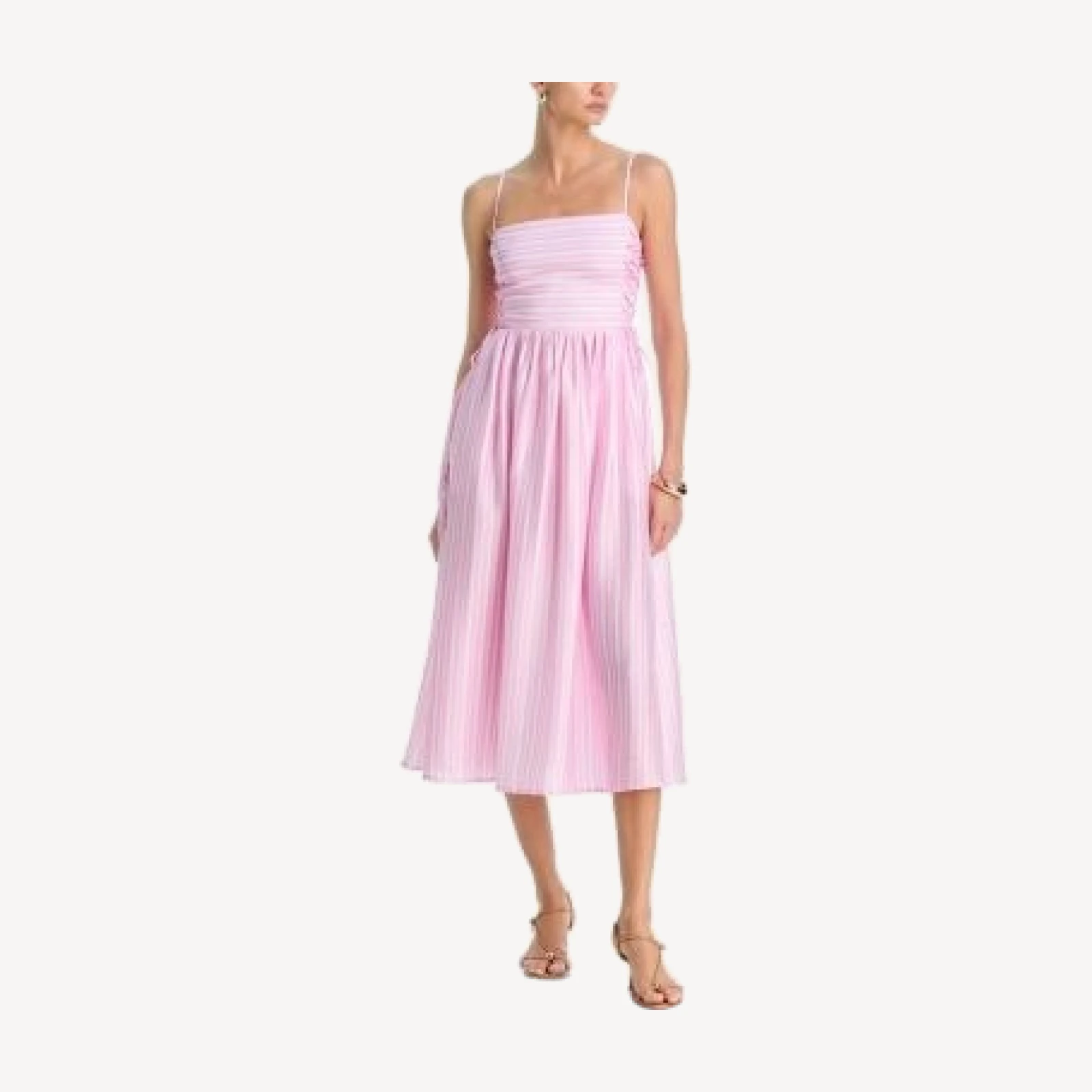 Aqua Stripe Side Lace Up Midi Dress - Exclusive