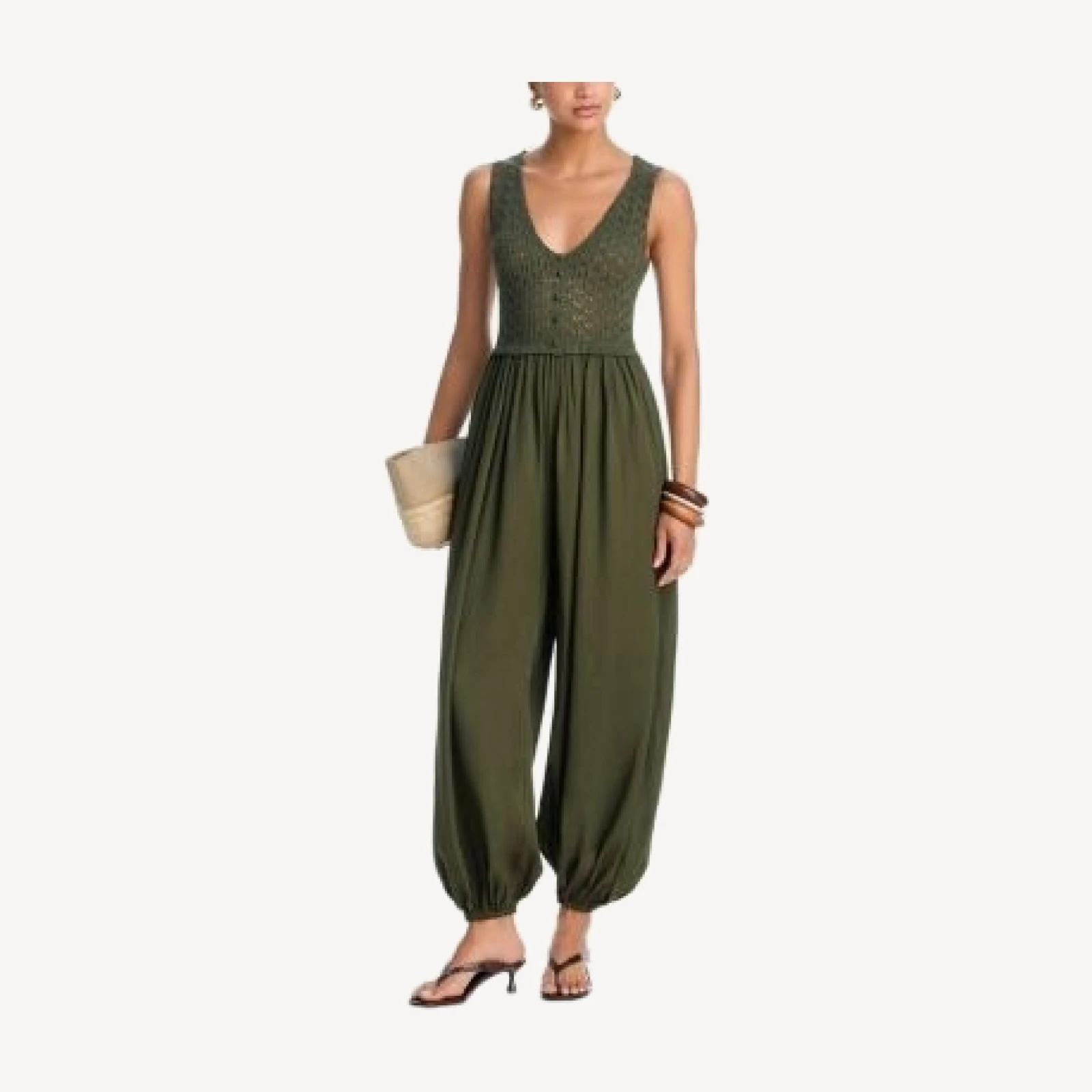 Aqua Crochet Balloon Jumpsuit - Exclusive