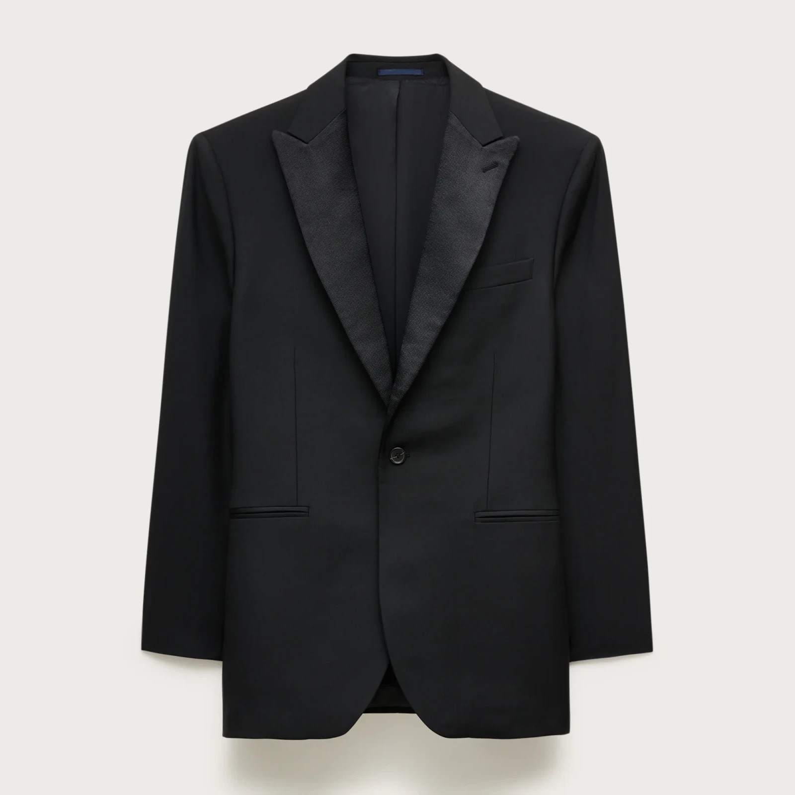 Relaxed-fit peak-lapel tuxedo jacket in Italian wool