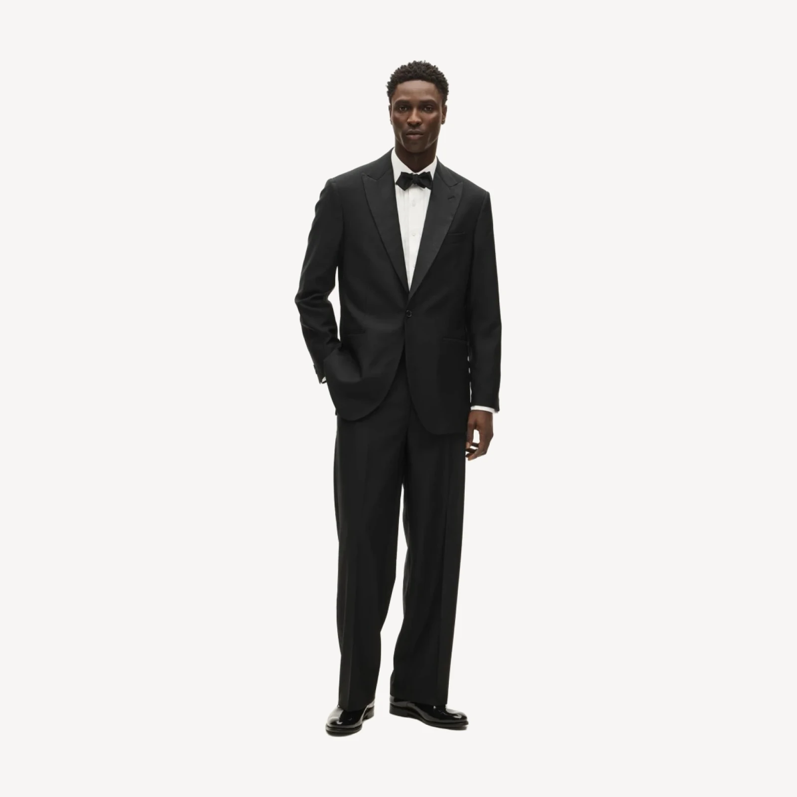 Relaxed-fit peak-lapel tuxedo jacket in Italian wool