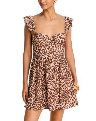 Aqua Animal Print Eyelet Bustier Mini Dress - Exclusive
