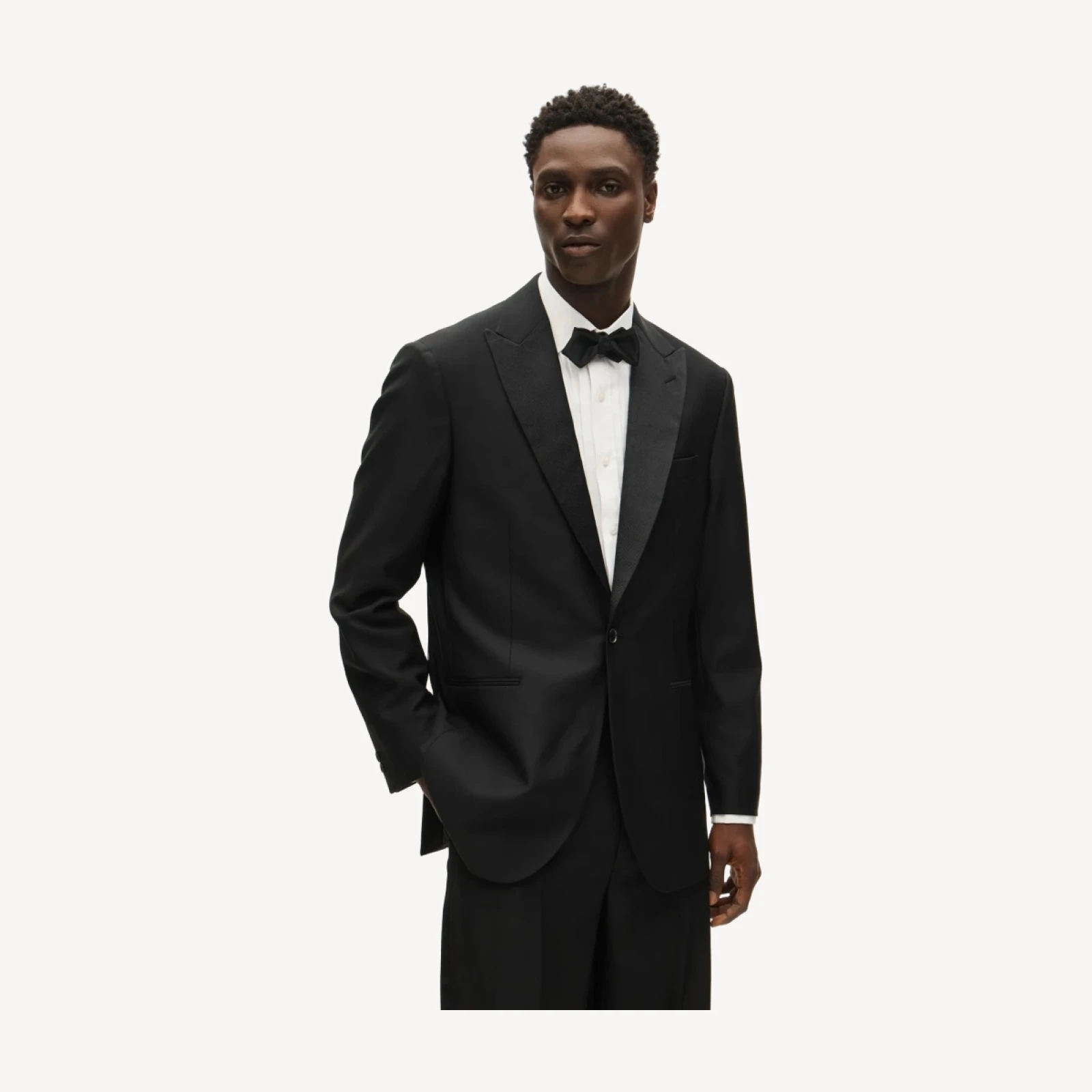 Relaxed-fit peak-lapel tuxedo jacket in Italian wool