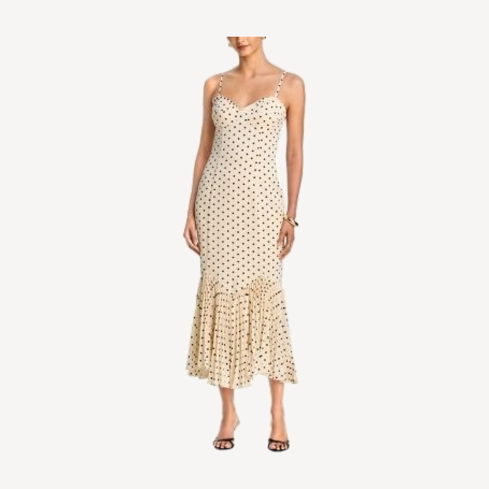 Aqua Polka Dot Pleated Hem Midi Dress - Exclusive