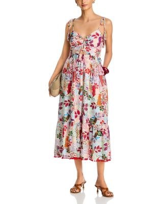 Aqua Lace Up Midi Dress - Exclusive