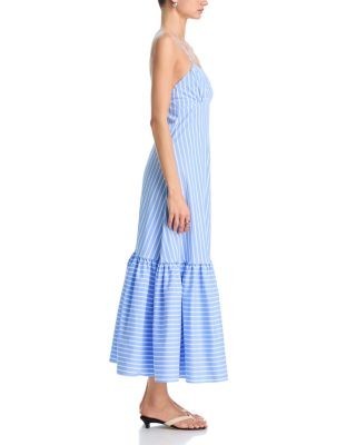 Aqua Stripe Open Back Maxi Dress - Exclusive