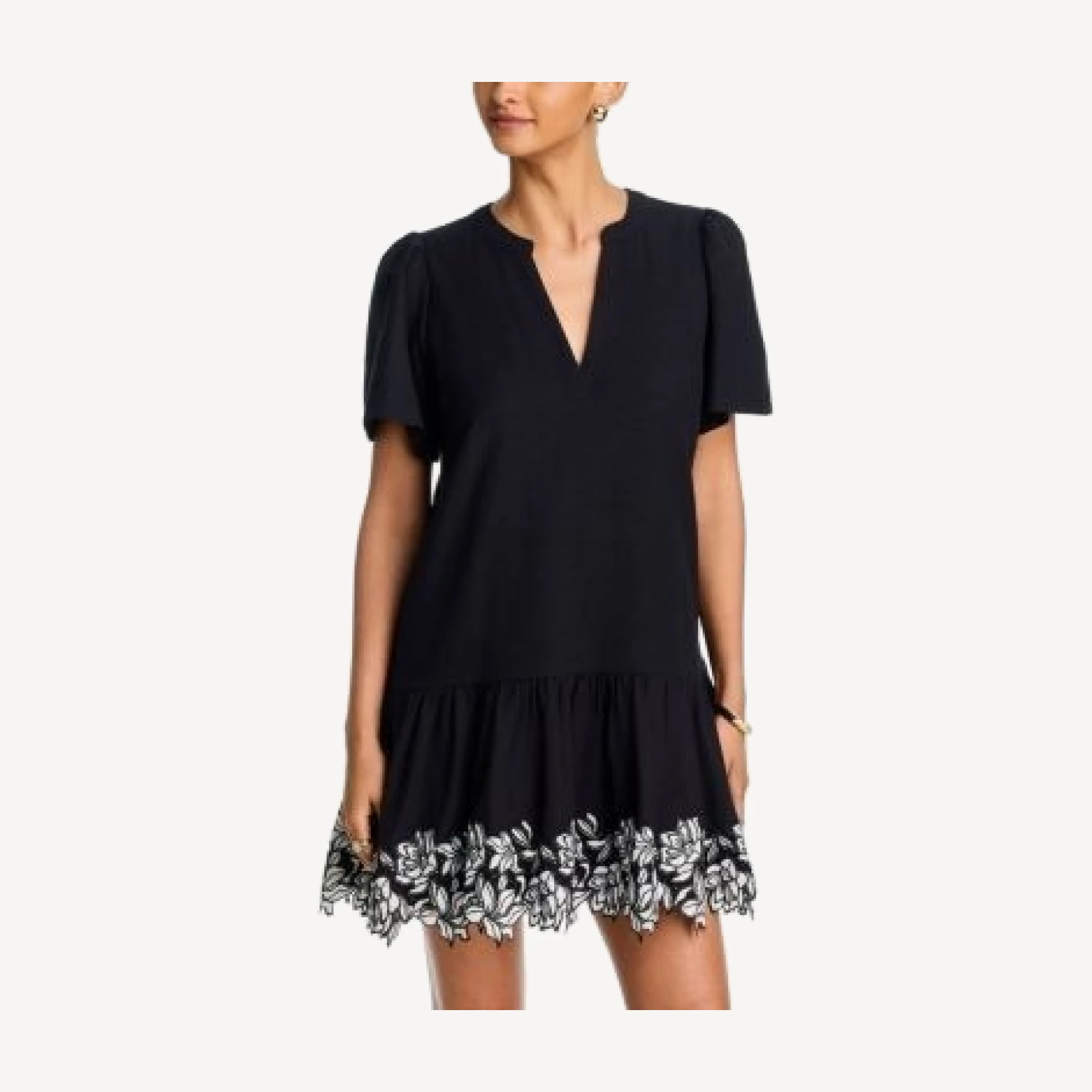 Aqua Embroidered Hem Mini Dress - Exclusive