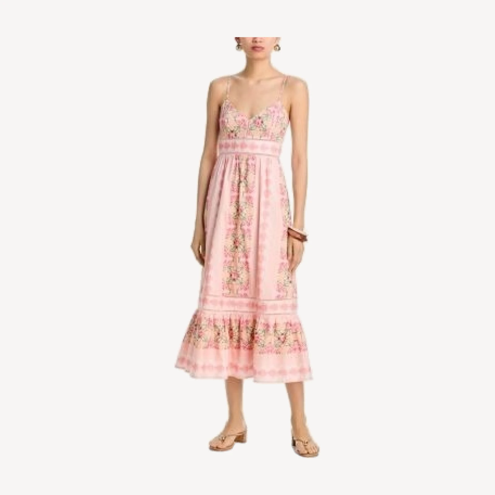 Aqua x Agua Bendita Ladder Stitch Floral Midi Dress - Exclusive