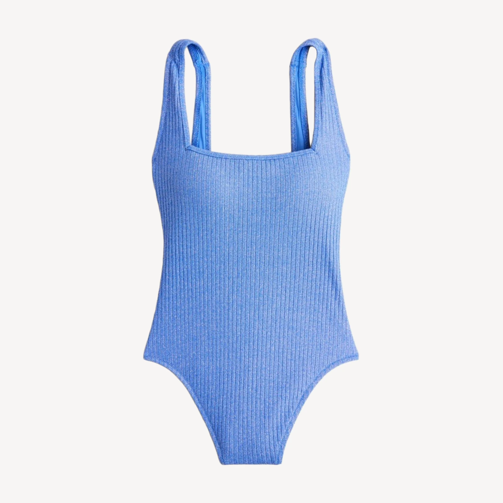 Sparkle rib squareneck one-piece swimsuit