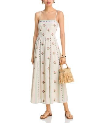 Aqua x Agua Bendita Embroidered Floral Midi Dress - Exclusive