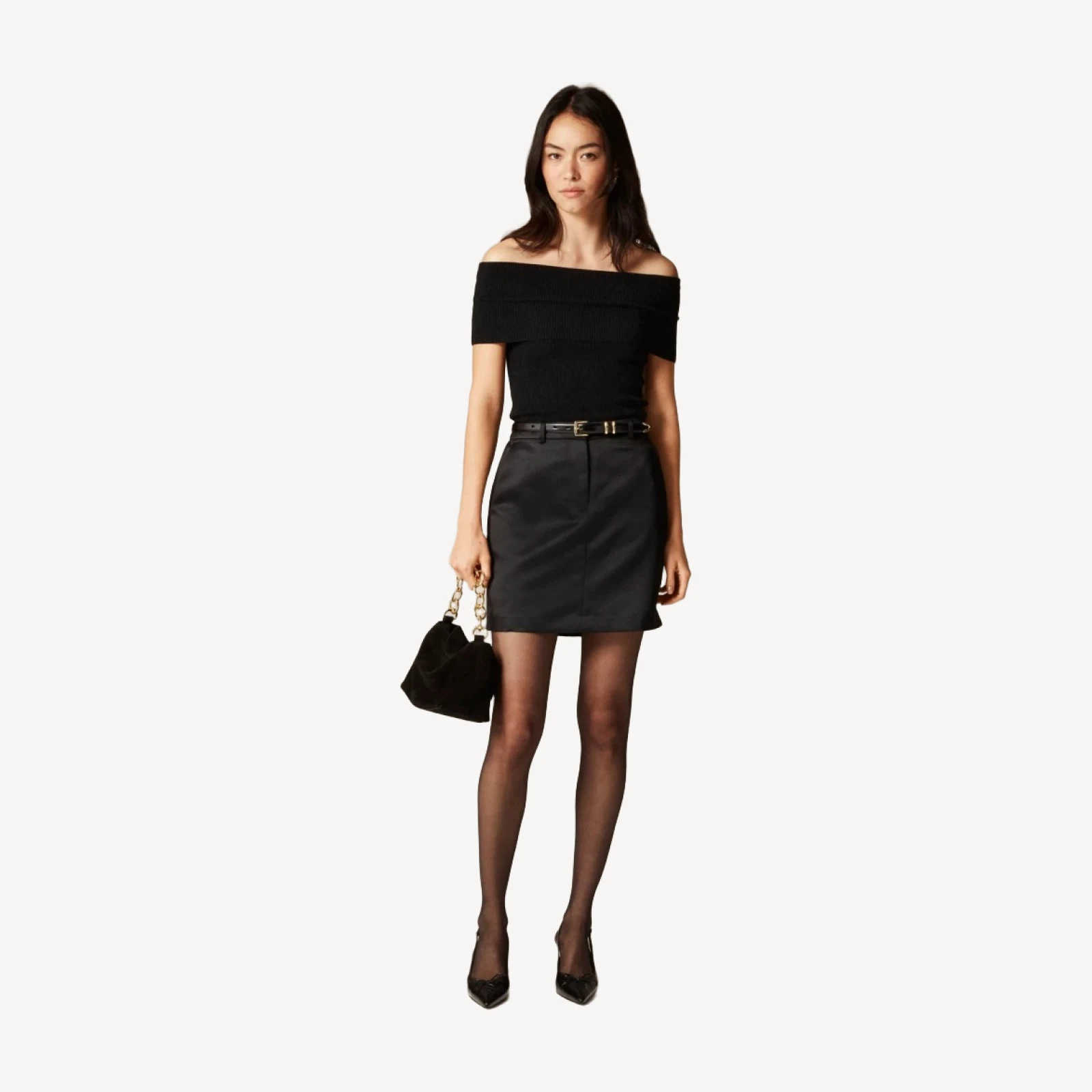 Mini trouser skirt in duchesse satin
