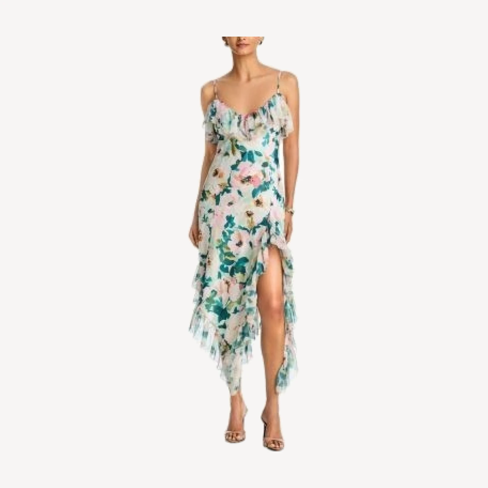 Aqua Floral Ruffle Maxi Dress - Exclusive