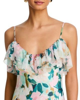 Aqua Floral Ruffle Maxi Dress - Exclusive
