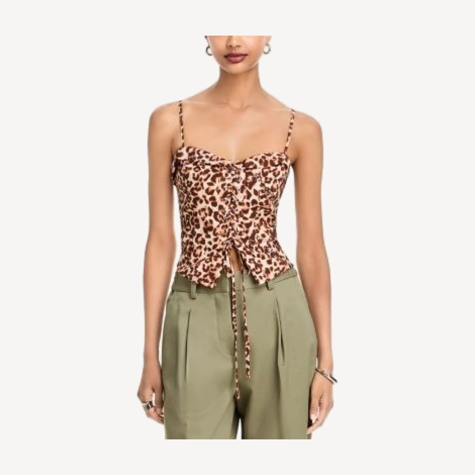 Aqua Animal Eyelet Lace Up Top - Exclusive