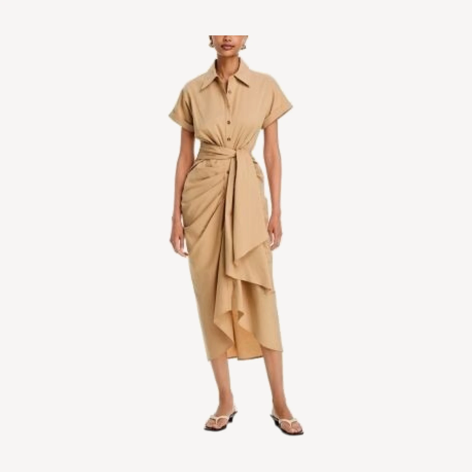 Aqua Tie Front Midi Shirt Dress - Exclusive