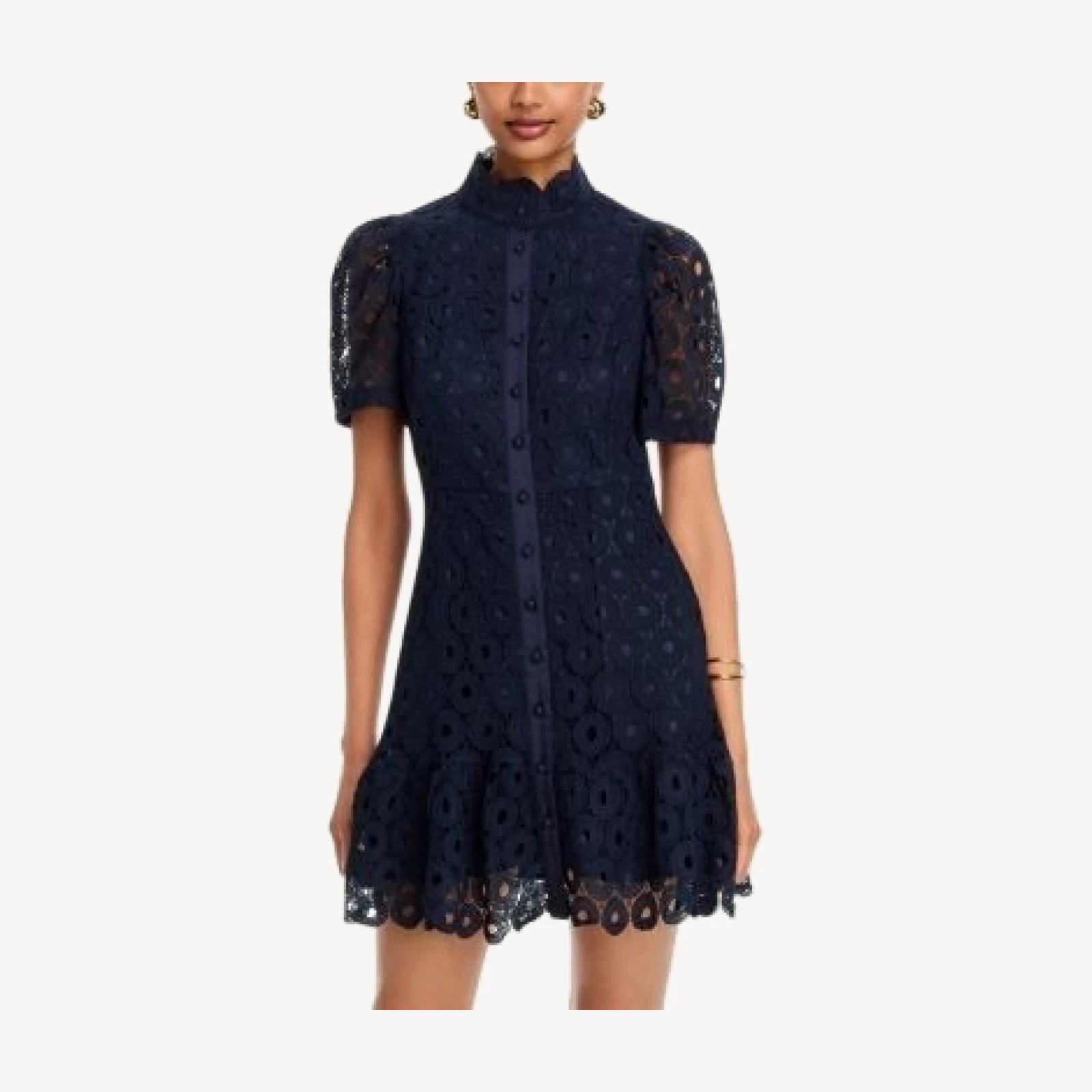 Aqua Geo Lace Short Sleeve Mini Dress - Exclusive