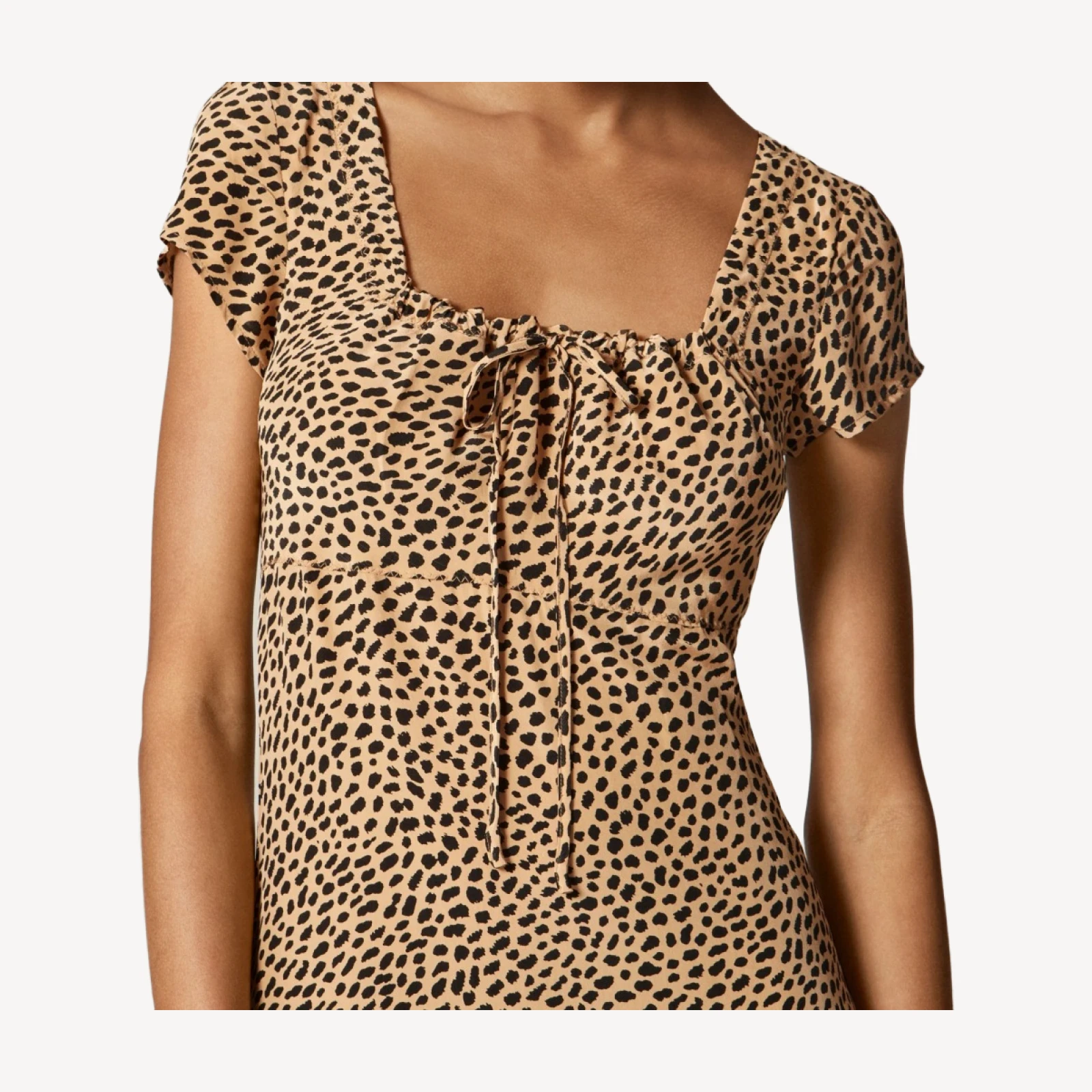 Squareneck slip dress in spot print
