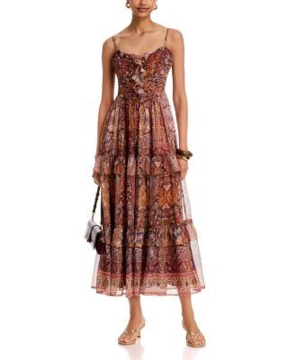 Aqua Paisley Border Midi Dress - Exclusive