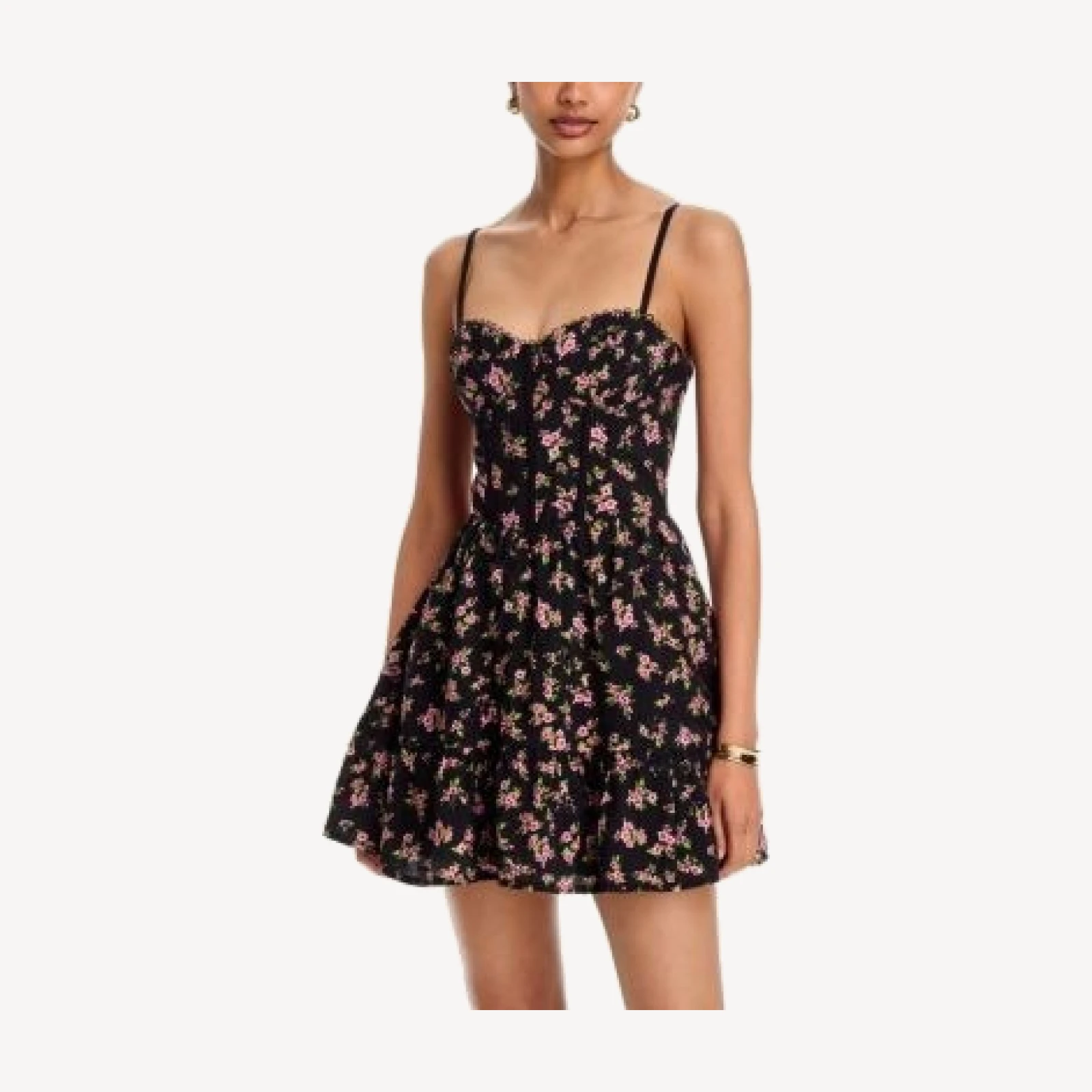 Aqua Ditsy Floral Eyelet Lace Up Mini Dress - Exclusive