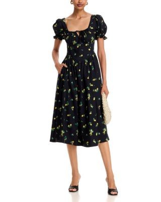 Aqua Lemon Tie Midi Dress - Exclusive