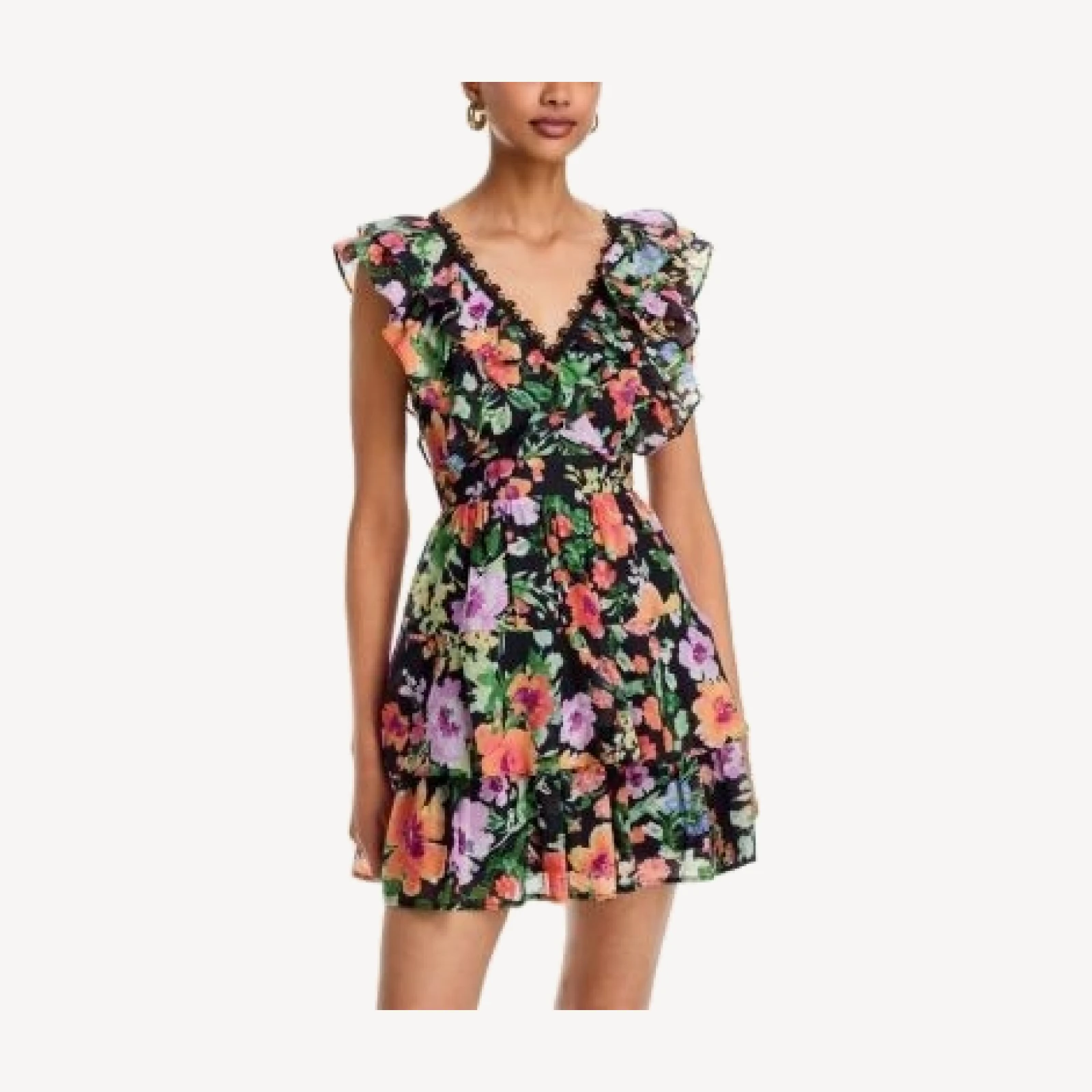 Aqua Floral Ruffle Sleeve Mini Dress - Exclusive