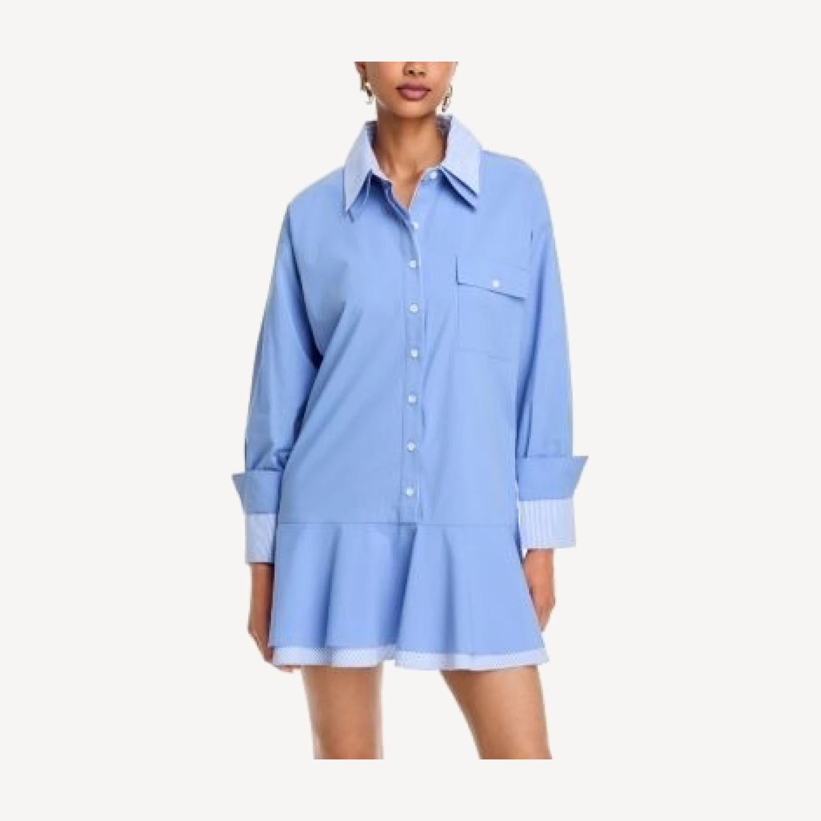 Aqua Double Layer Mini Shirt Dress