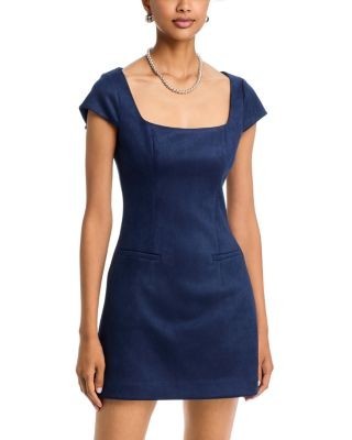 Aqua Faux Suede Cap Sleeve Shift Dress - Exclusive