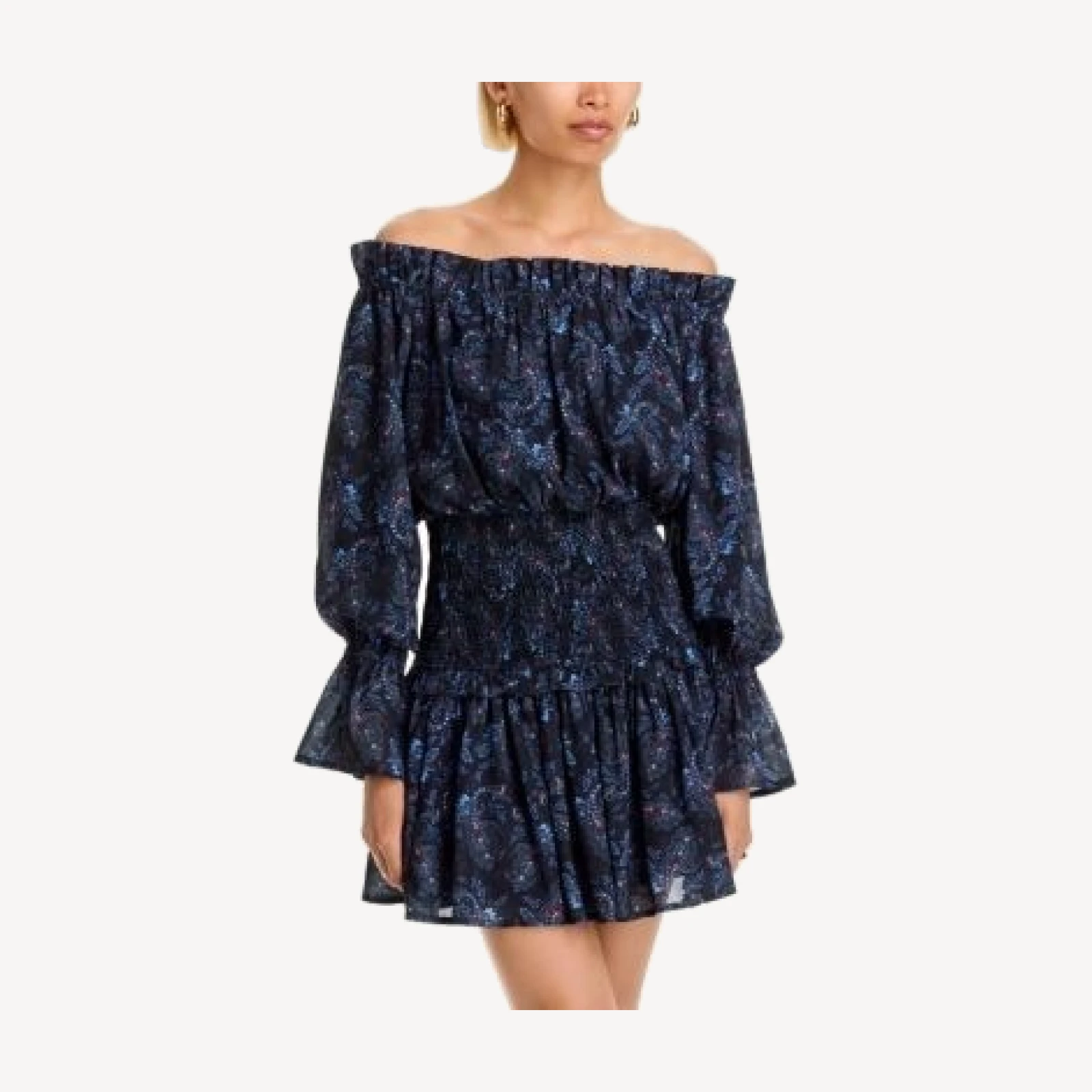 Aqua Off The Shoulder Smocked Mini Dress - Exclusive