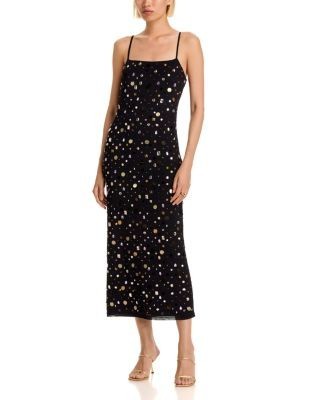 Aqua Paillette Mesh Maxi Dress - Exclusive