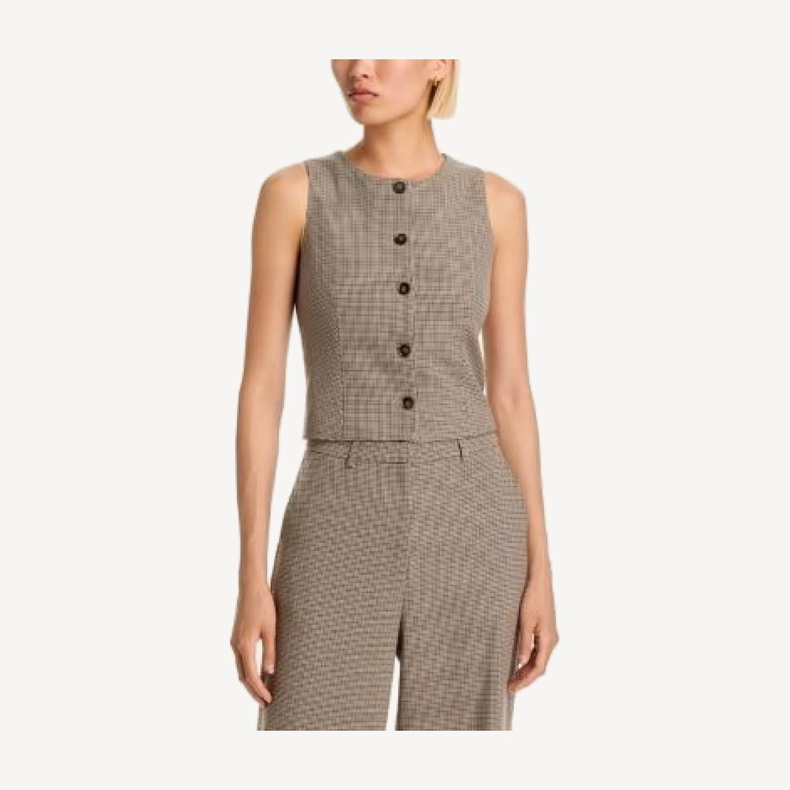 Aqua Mini Check Button Front Vest - Exclusive