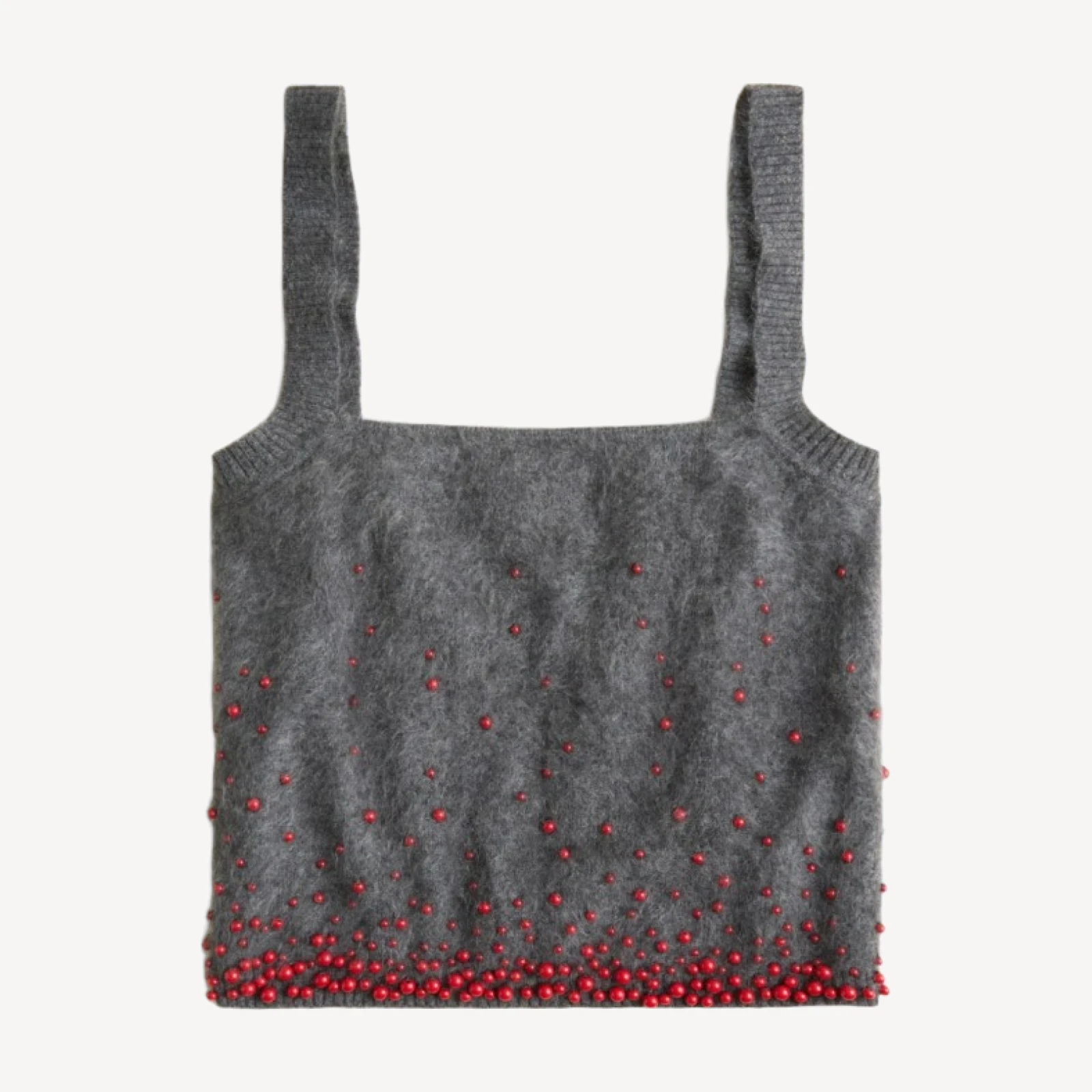 Brushed cashmere tank top with beaded embellishments