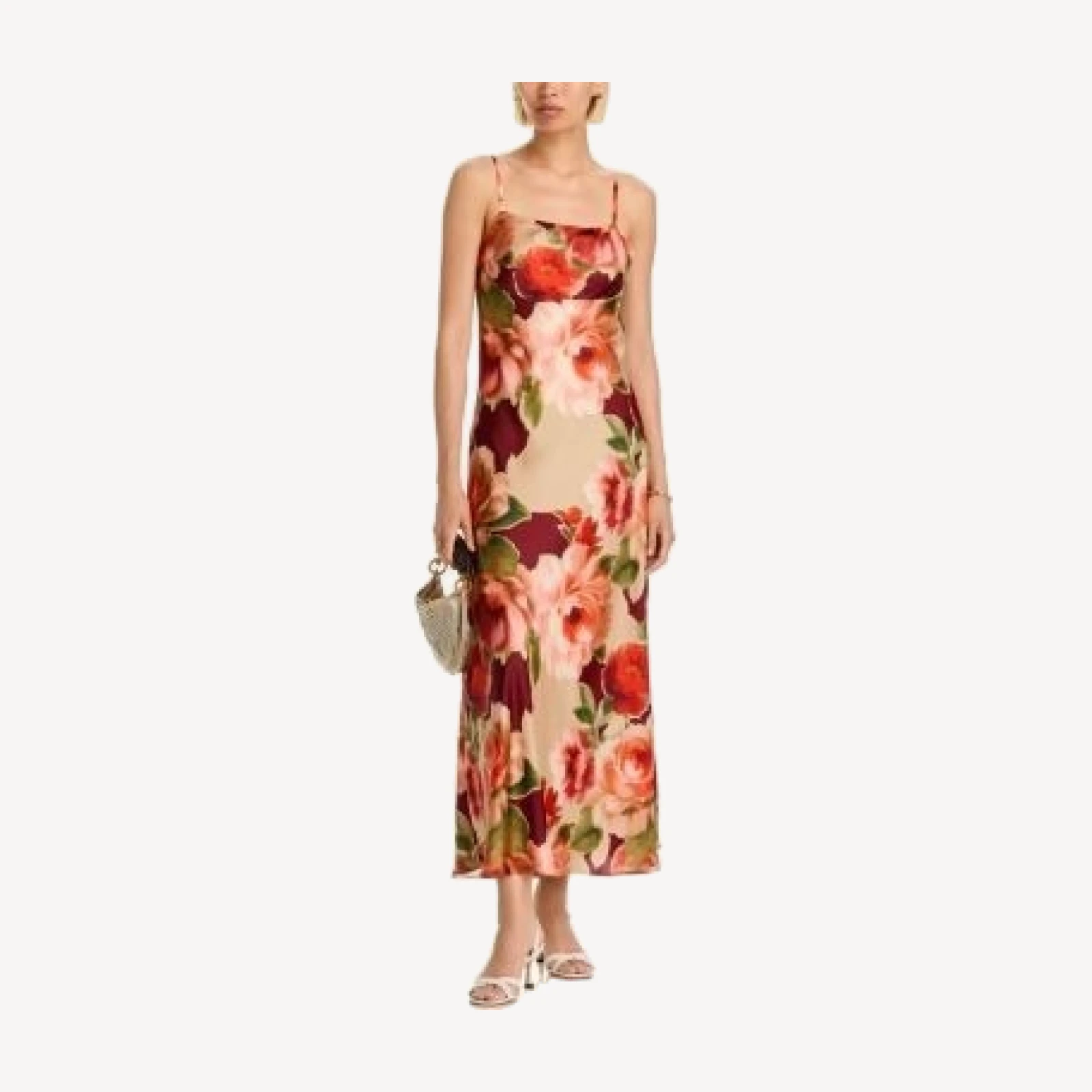 Aqua Printed Satin Cowl Neck Dress - Exclusive
