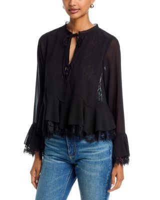 Aqua Lace Layered Long Sleeve Top - Exclusive