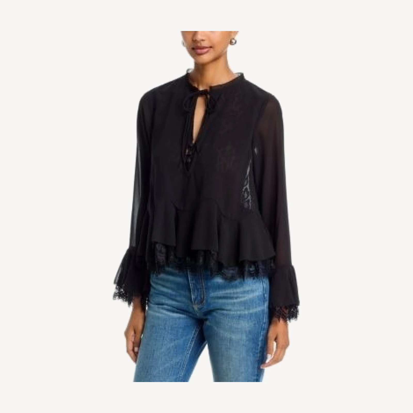 Aqua Lace Layered Long Sleeve Top - Exclusive